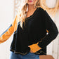 Mustard Cable Knit Outseam V Neck Thumbhole Sweater