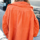 Beautiful You Rust Cinched Waist Zip Up Fleece Jacket