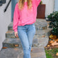 Ready to Relax Hot Pink Half Zip French Terry Hoodie