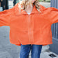 Beautiful You Rust Cinched Waist Zip Up Fleece Jacket