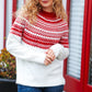 Feeling Festive Ivory & Red Fair Isle Mock Neck Sweater