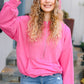 Ready to Relax Hot Pink Half Zip French Terry Hoodie