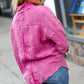 Magenta Washed Cotton Gauze Button Down Shirt