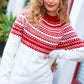 Feeling Festive Ivory & Red Fair Isle Mock Neck Sweater