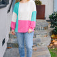 The Slouchy Mint & Pink Drop Shoulder Terry Color Block Top