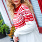 Feeling Festive Ivory & Red Fair Isle Mock Neck Sweater