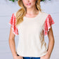 Coral & Sand Floral Short Flutter Sleeve Top