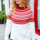 Feeling Festive Ivory & Red Fair Isle Mock Neck Sweater