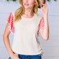 Coral & Sand Floral Short Flutter Sleeve Top