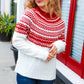 Feeling Festive Ivory & Red Fair Isle Mock Neck Sweater