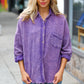 Violet Washed Cotton Gauze Button Down Shirt