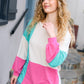 The Slouchy Mint & Pink Drop Shoulder Terry Color Block Top