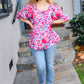 Feeling Femmi Pink & Fuchsia Floral Peplum Woven Top