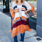 Follow Me Rust Multicolor Stripe Tassel Fringe Open Poncho