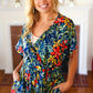 Navy Tropical Floral Surplice Romper