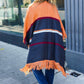 Follow Me Rust Multicolor Stripe Tassel Fringe Open Poncho