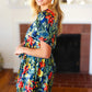 Navy Tropical Floral Surplice Romper