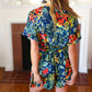 Navy Tropical Floral Surplice Romper