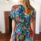 Navy Tropical Floral Surplice Romper