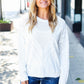 Casual Living White Loose Knit Henley Button Sweater