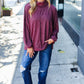 Weekend Ready Burgundy Brushed Mélange Mock Neck Sweater