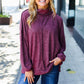 Weekend Ready Burgundy Brushed Mélange Mock Neck Sweater