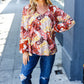 Rust Harvest Floral Patchwork V Neck Blouse