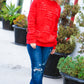 More The Merrier Red Pearl Christmas Tree Jacquard Sweater