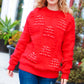 More The Merrier Red Pearl Christmas Tree Jacquard Sweater