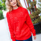 More The Merrier Red Pearl Christmas Tree Jacquard Sweater