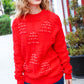 More The Merrier Red Pearl Christmas Tree Jacquard Sweater