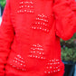 More The Merrier Red Pearl Christmas Tree Jacquard Sweater