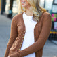 Day On The Town Camel Snap Button Rib Detail Cardigan