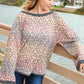 Multicolor Leopard Bell Sleeve Pullover Knit Top