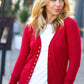 Day On The Town Red Snap Button Rib Cardigan