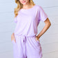 Lavender Brushed Knit Elastic Waist Pocketed Romper