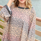 Multicolor Leopard Bell Sleeve Pullover Knit Top