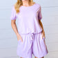 Lavender Brushed Knit Elastic Waist Pocketed Romper