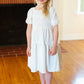 Kids Enchanting Ivory Smocked Bubble Sleeve Tiered Dress