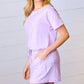 Lavender Brushed Knit Elastic Waist Pocketed Romper