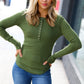 Olive Baby Waffle Snap Button Down Long Sleeve Top