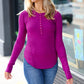 Magenta Baby Waffle Snap Button Down Long Sleeve Top