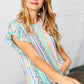 Multicolor Boho Stripe Smocked Ruffle Frill Sleeve Top