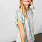 Multicolor Boho Stripe Smocked Ruffle Frill Sleeve Top