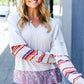 Boho Energy Taupe Stripe & Paisley Twofer Terry Top