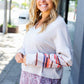 Boho Energy Taupe Stripe & Paisley Twofer Terry Top