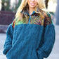 Going With You Teal Sequin & Sherpa Half Zip Pullover