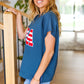 USA Navy Patch Notched Neck Dolman Top