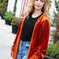 Dazzling Rust Velvet Button Down Tunic Top