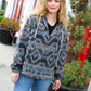 Call For You Grey Aztec Half Zip High Neck Hoodie